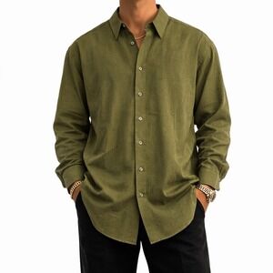 Haupt Mens Olive Green 100% Tencel Lyocell Button Down Shirt Made in Germany